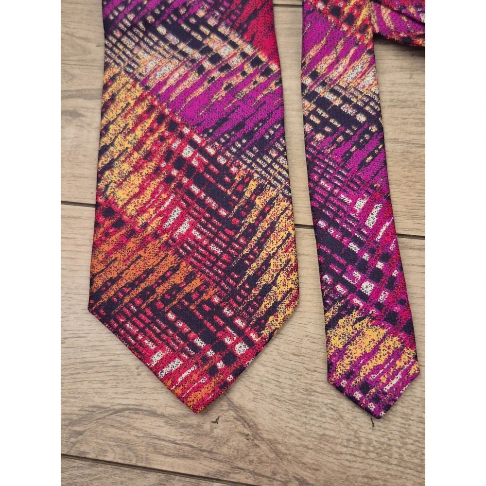Missoni Cravatte Silk Tie Mens Abstract Geometric Magenta Orange Navyvint Spain